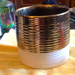 Gold and white planter